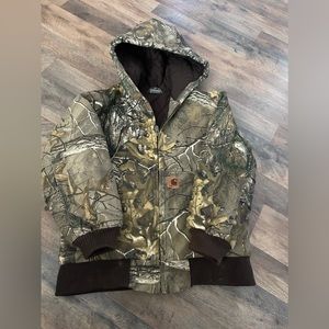 Carhartt Real Tree Camp Canvas Jacket Coat Hooded youth boys 10/12